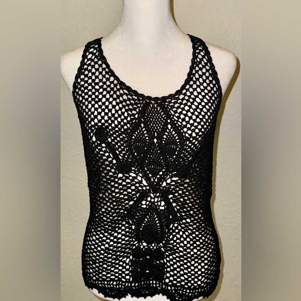 Handknit Crochet Tank Top w/ scattered sequins - NEW W/ TAGS!